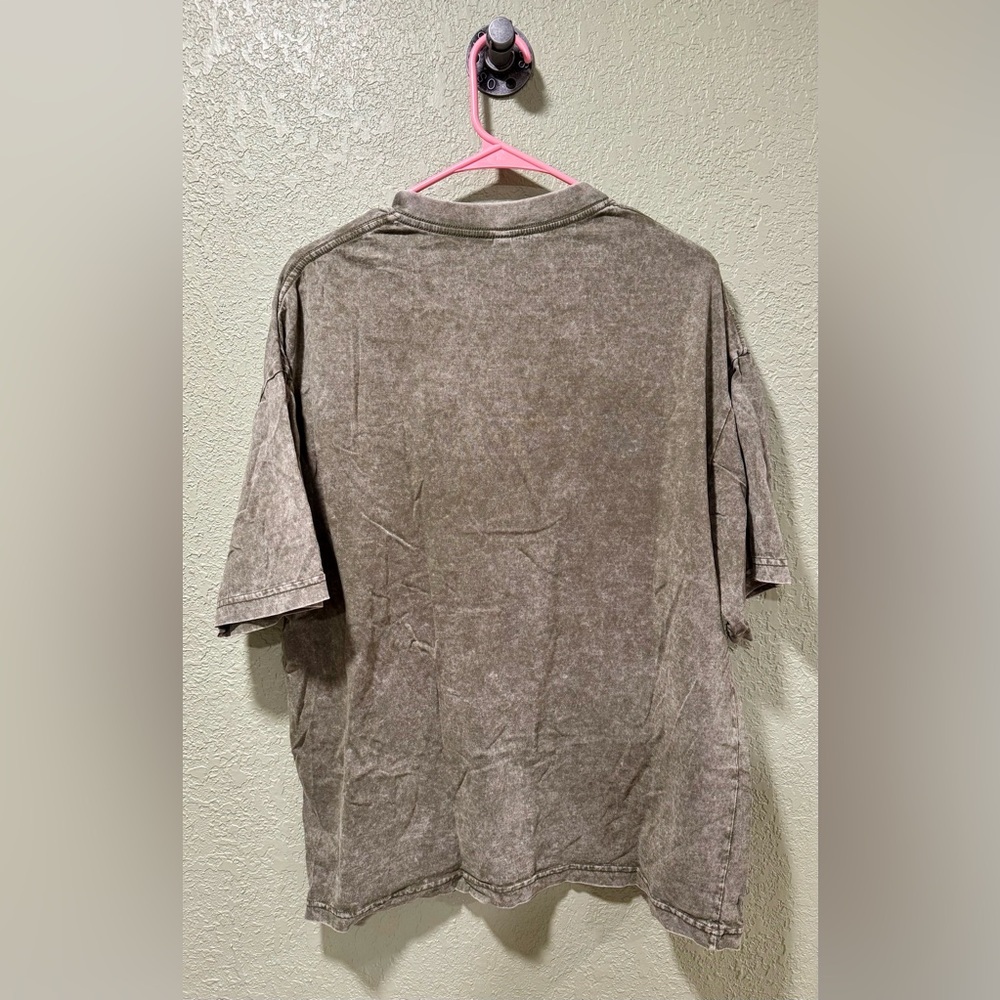 Women’s XL Dark Green Acid Wash Over Sized T Shirt - Picture 3 of 3